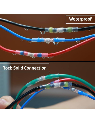 100 Conectores de Cable Termocontraíble Qizpcer 12-10 AWG Impermeables
