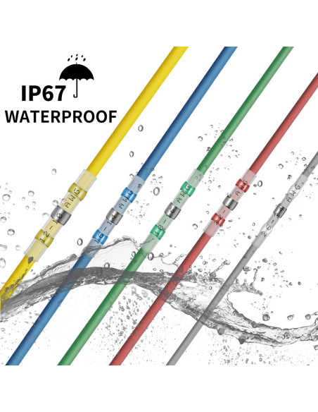 100 Conectores de Cable Termocontraíble Qizpcer 12-10 AWG Impermeables