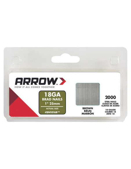 Clavos Brad 18 Calibres Arrow BN1816BCS 25 mm Marrón Paquete 2000