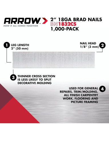 Clavos Brad 18 Calibres Arrow BN1816BCS 25 mm Marrón Paquete 2000