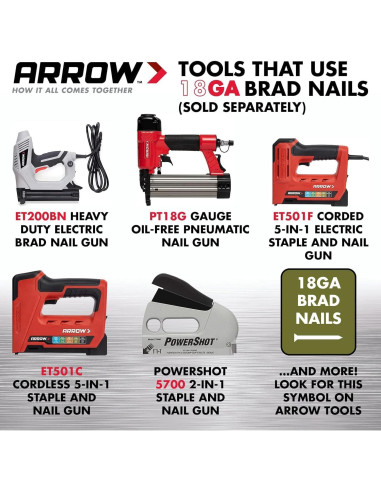 Clavos Brad 18 Calibres Arrow BN1816BCS 25 mm Marrón Paquete 2000