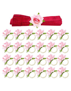 Juego de 24 Anillos de Servilleta Rosa Champán YLOLUL