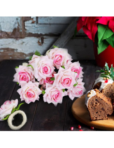 Juego de 24 Anillos de Servilleta Rosa Champán YLOLUL 2