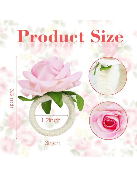 Juego de 24 Anillos de Servilleta Rosa Champán YLOLUL