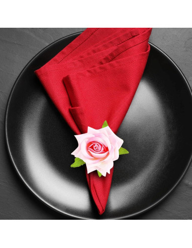 Juego de 24 Anillos de Servilleta Rosa Champán YLOLUL