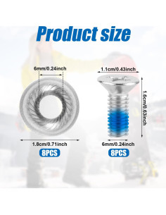 Juego de Tornillos de Fijación para Snowboard Lasuroa 8 Piezas 2