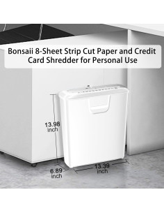Trituradora de Papel Bonsaii S120-C-WHT, Corte en Tiras, 8 Hojas, 12.9L 2