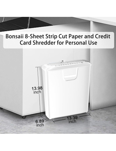 Trituradora de Papel Bonsaii S120-C-WHT, Corte en Tiras, 8 Hojas, 12.9L