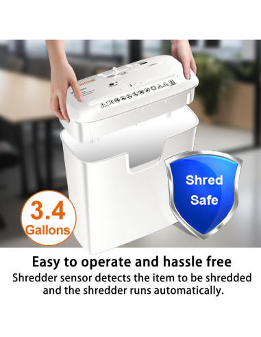 Trituradora de Papel Bonsaii S120-C-WHT, Corte en Tiras, 8 Hojas, 12.9L