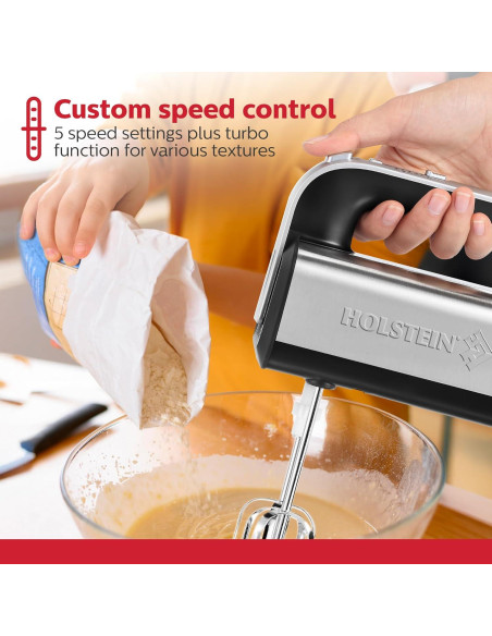 Batidora de Mano y de Pie Holstein 5 Velocidades 250W LED