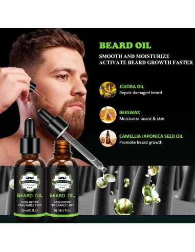 Kit de Cuidado de Barba 10 en 1 LOKDLAWEN con Jabón, Aceite y Tijeras