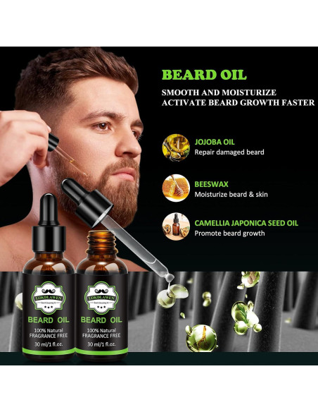 Kit de Cuidado de Barba 10 en 1 LOKDLAWEN con Jabón, Aceite y Tijeras