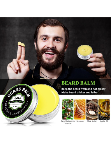 Kit de Cuidado de Barba 10 en 1 LOKDLAWEN con Jabón, Aceite y Tijeras