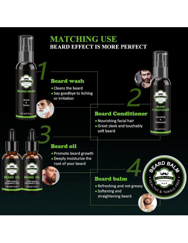 Kit de Cuidado de Barba 10 en 1 LOKDLAWEN con Jabón, Aceite y Tijeras