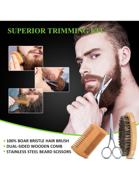 Kit de Cuidado de Barba 10 en 1 LOKDLAWEN con Jabón, Aceite y Tijeras