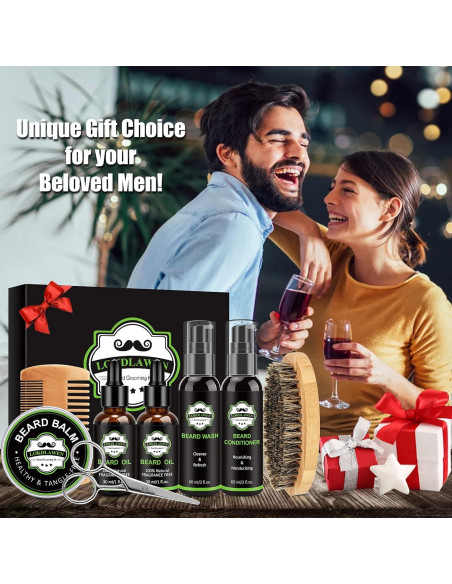 Kit de Cuidado de Barba 10 en 1 LOKDLAWEN con Jabón, Aceite y Tijeras