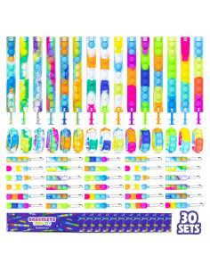 Pack 30 Pulseras y Llaveros Pop It Bonnyco - Juguetes Antiestrés
