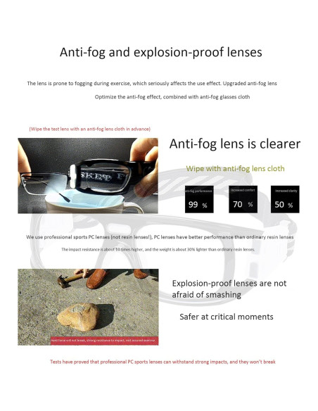 Gafas Deportivas Antivaho para Baloncesto y Fútbol - Negro