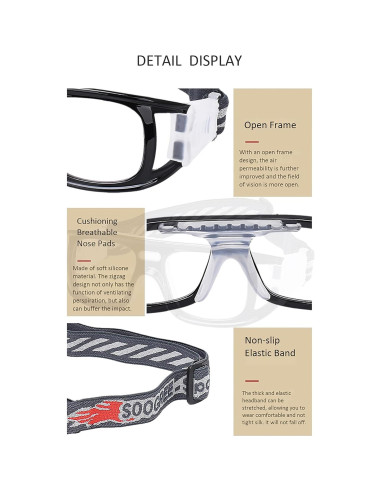 Gafas Deportivas Antivaho para Baloncesto y Fútbol - Negro