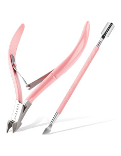 Cortador de Cutículas Makartt Rosa con Empujador 2 en 1