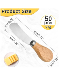 50 Cuchillos para Untar Queso Worldity 12 cm Acero Inoxidable 2