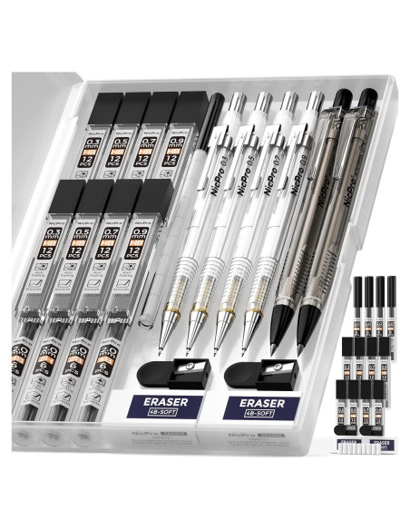 Conjunto de lápices mecánicos Nicpro 31 piezas 0.3-0.9mm