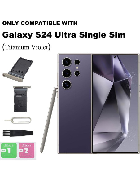 Bandeja de Tarjeta SIM Individual BATLABB para Galaxy S24 Ultra - 2 Pcs Violeta Titanio