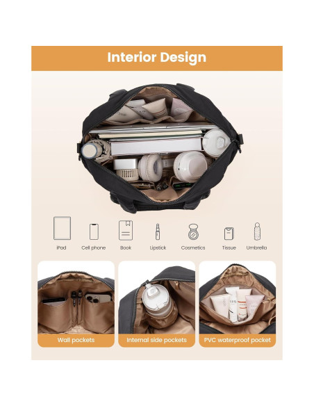 Bolsa de Gimnasio LoveVook para Mujer 3 Pzs Duffle Negra