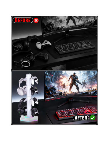 Soporte para Controladores y Auriculares Kytok RGB con Carga USB