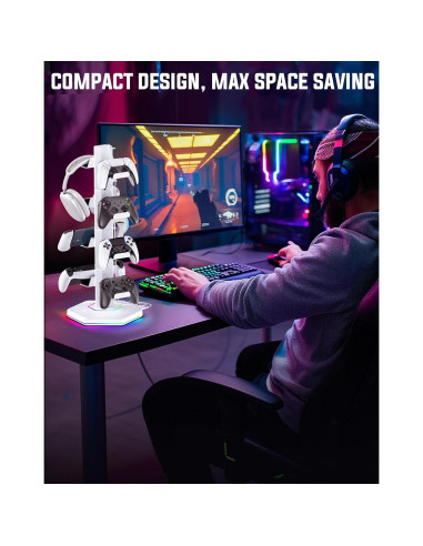 Soporte para Controladores y Auriculares Kytok RGB con Carga USB
