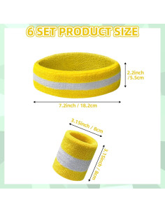 Juego de 18 Piezas Muñequera y Diadema Jueerun Rayas Amarillas 2