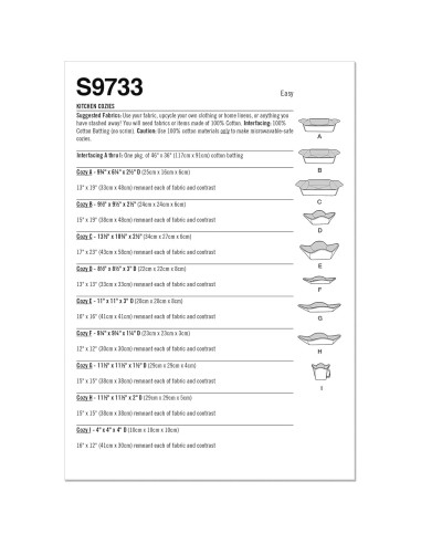 Kit de Patrón de Costura Simplicity S9733 - Cozies Multicolor