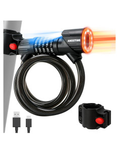 Candado de Cable ANCCTINE 1.22m con Luz LED y Combinación 5 Dígitos