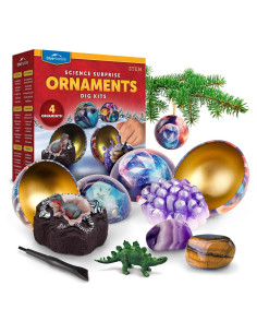 Kit de Adorno Navideño Blue Marble - 4 Excavaciones de Gemas y Dinosaurios
