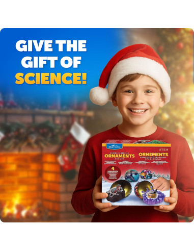 Kit de Adorno Navideño Blue Marble - 4 Excavaciones de Gemas y Dinosaurios