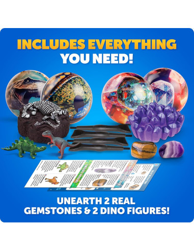 Kit de Adorno Navideño Blue Marble - 4 Excavaciones de Gemas y Dinosaurios