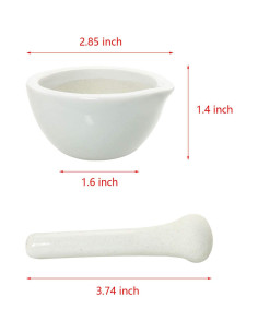 Mini Mortero y Mano de Porcelana Ruiwaer 60ml Blanco 2