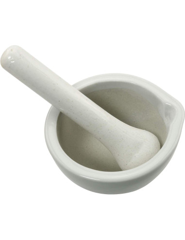 Mini Mortero y Mano de Porcelana Ruiwaer 60ml Blanco