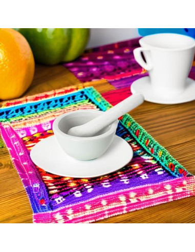 Mini Mortero y Mano de Porcelana Ruiwaer 60ml Blanco