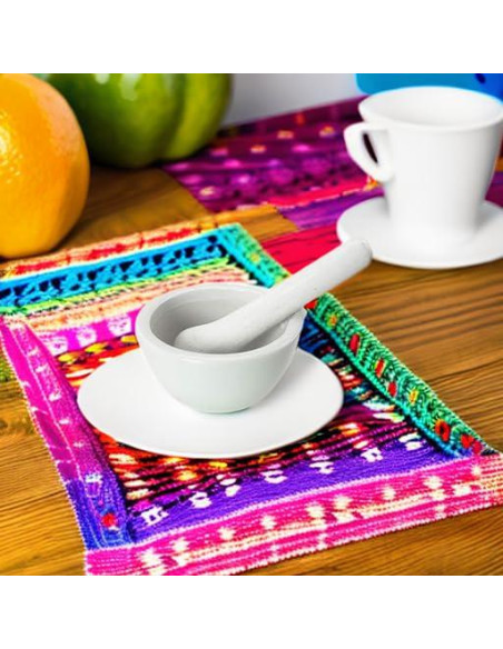 Mini Mortero y Mano de Porcelana Ruiwaer 60ml Blanco