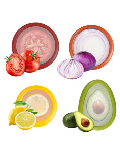 Conjunto de 4 Contenedores de Silicona Herméticos para Frutas y Verduras