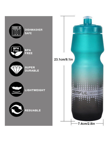 Soporte y Botellas de Agua GEMFUL 24oz (750ml) Reutilizables