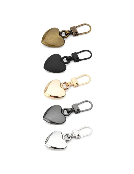 5 Tiradores de Cremallera Multicolor Kryoflare Corazón Metal