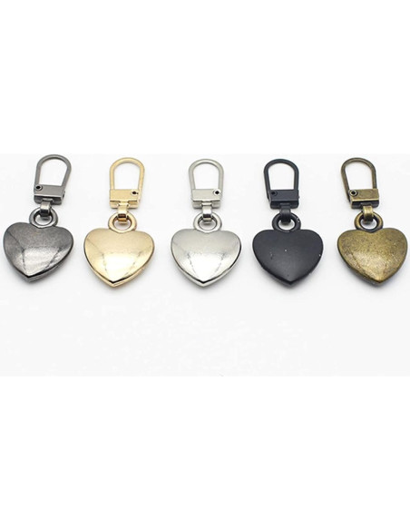 5 Tiradores de Cremallera Multicolor Kryoflare Corazón Metal