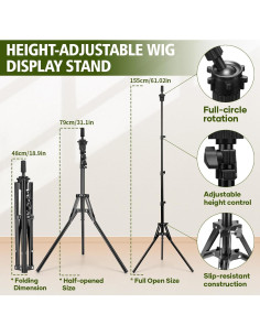 Soporte de Peluca Ajustable Goiple con Kit Completo de Estilizado 2