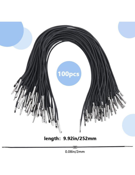Cuerdas Elásticas GORGECRAFT 100Pcs 25.2cm Negro con Extremos Metálicos