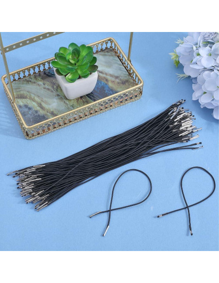 Cuerdas Elásticas GORGECRAFT 100Pcs 25.2cm Negro con Extremos Metálicos