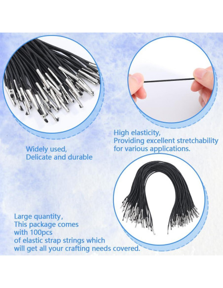 Cuerdas Elásticas GORGECRAFT 100Pcs 25.2cm Negro con Extremos Metálicos