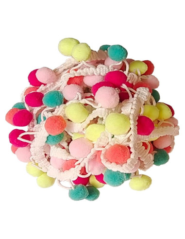 Fleco de Pom Pom 5.49m 15mm Arcoíris 3 para Manualidades