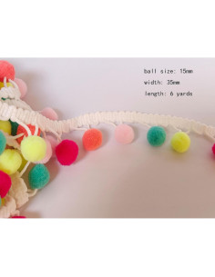 Fleco de Pom Pom 5.49m 15mm Arcoíris 3 para Manualidades 2